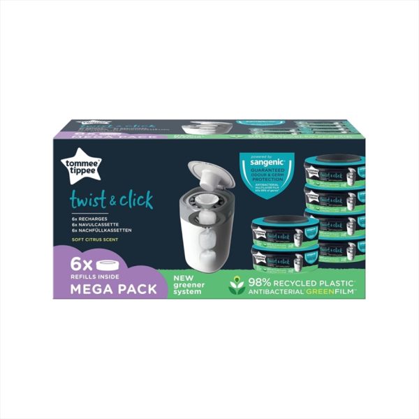 TOMMEE TIPPEE TWIST AND CLICK NAPPY BIN REFILL CASSETTES 6 PACK - Image 2