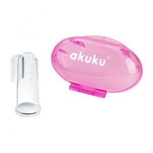 SILICONE TOOTHBRUSH AND GUMS MASSAGER IN CASE PINK