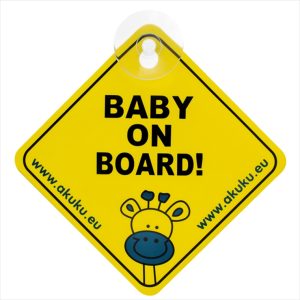 BABY ON BOARD CAR WARNING SIGN WITH SUCTION
