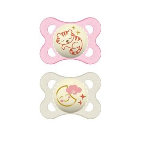 MAM PACIFIER SILICONE ORIGINAL NIGHT 2-6M GIRL