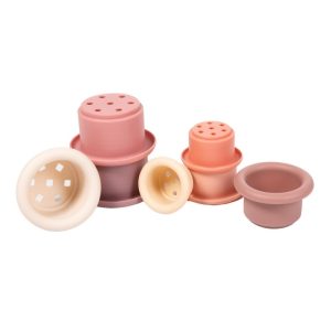 STACKING SILICONE CUBES - BATH TOY WITH 7 PCS PINK