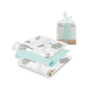 BAMBOO SWADDLES 3PCS 55*70CM FOX MINT