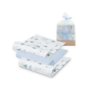 BAMBOO SWADDLES 3PCS 55*70CM MOON BLUE