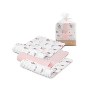 BAMBOO SWADDLES 3PCS 55*70CM MOON PINK