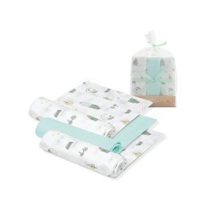BAMBOO SWADDLES 3PCS 55*70CM MOON GREEN MINT