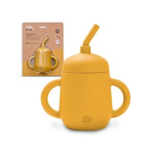 ANTI-DRIP CUP+SILICONE STRAW YELLOW SAND