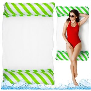 INFLATABLE WATER HAMMOCK MATTRESS DECKCHAIR WHITE-GREEN 120*70CM