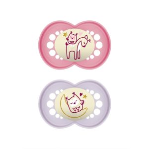 MAM PACIFIER SILICONE ORIGINAL NIGHT 6-16M GIRL