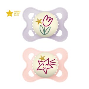 MAM PACIFIER SILICONE ORIGINAL NIGHT 2-6M GIRL